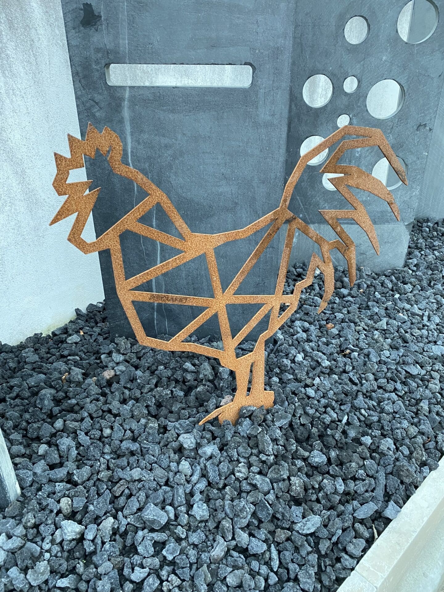 Coq en Acier Corten Ozaé Graviers Déco