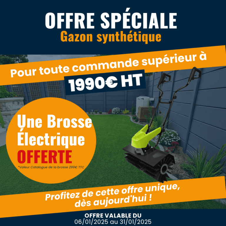 Offres spéciales gazon synthétique et bordures proposés chez Ozaé Graviers Déco