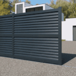 Portail Coulissant Aluminium GENÈVE Ozaé Graviers Déco, portail plein moderne pour entrée extérieure sécurisée