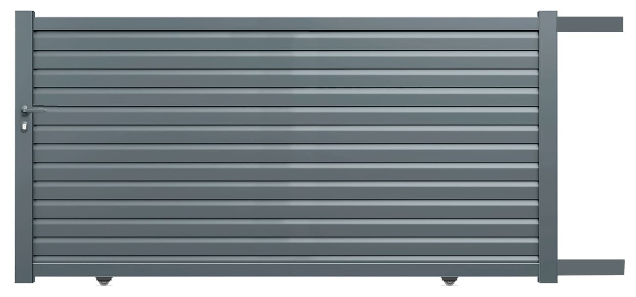 Portail Coulissant Aluminium – GENÈVE – Ozaé Graviers Déco Portail Coulissant Aluminium GENÈVE Ozaé Graviers Déco, portail plein moderne pour entrée extérieure sécurisée