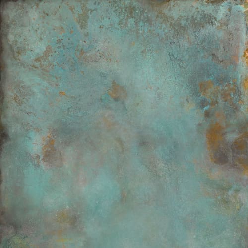 Dalle Céramique Alchemy – Mint - Ozaé Graviers Déco Dalle Céramique Alchemy Mint Ozaé Graviers Déco, effet métal vert oxydé, grès cérame antidérapant pour terrasse design