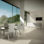 Dalle Céramique E.MOTIONS - Sandy White 2 Dalle Céramique E.MOTIONS - Sandy White, teinte beige sable clair pour extérieur – Ozaé Graviers Déco