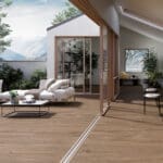 Dalle Céramique JURUPA Camp Ozaé Graviers Déco, dalle extérieure effet bois beige foncé antidérapante