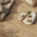 Dalle Céramique KAO Hazelnut Ozaé Graviers Déco, dalle extérieure effet bois crème antidérapante