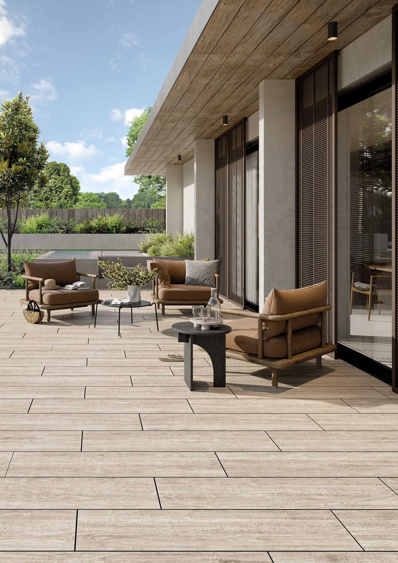 Dalle Céramique OUDH – Copahu – Ozaé Graviers Déco Dalle Céramique OUDH Copahu Ozaé Graviers Déco, effet bois blanc antidérapant pour terrasse extérieure