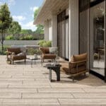 Dalle Céramique OUDH Elem Ozaé Graviers Déco, dalle effet bois blanc cassé antidérapante pour terrasse extérieure