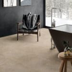 Dalle Céramique RESTONE Indian Ozaé Graviers Déco, pierre crème éco-conçue, texture naturelle antidérapante