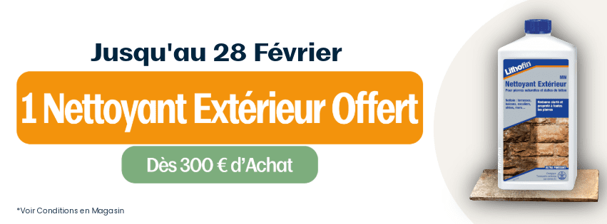Nettoyant extérieur Lithofin MN offert pour l’entretien des terrasses et allées